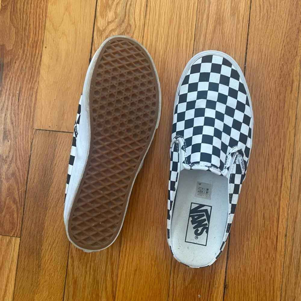 Checkerboard Vans Slip On Mules
